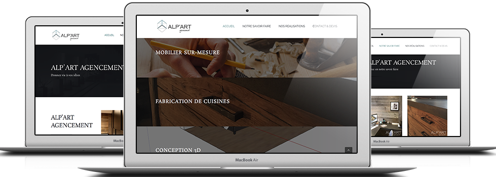 Site internet Alpart Agencement Références Rapheo Web : Création du site internet Alpart Agencement